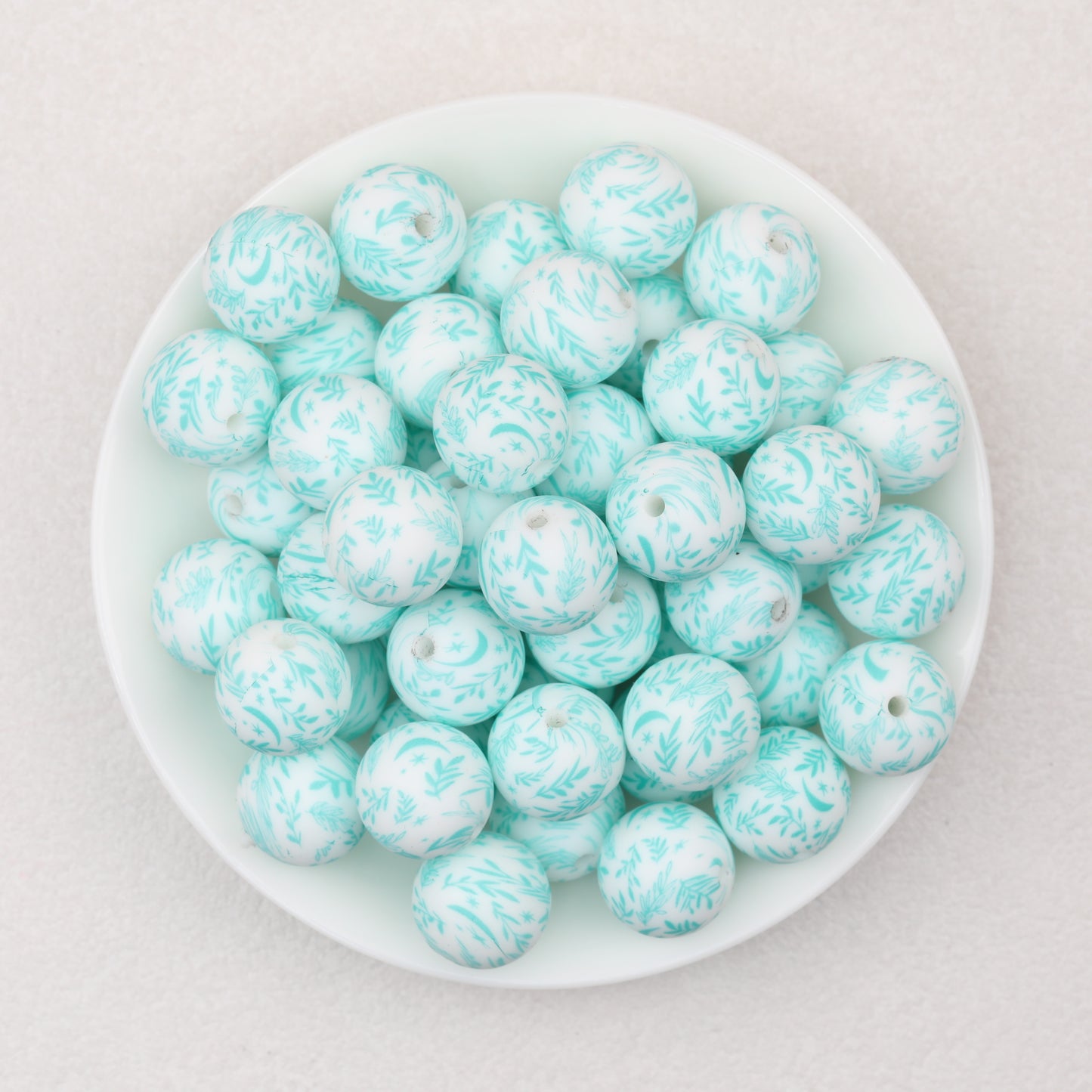 Colorful 15mm Printed Silicone Round Beads Patterned 50pcs 4