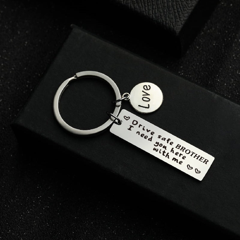 Stainless Steel Driving Safety Keychain Car Charm Engraved Drive Safe 7