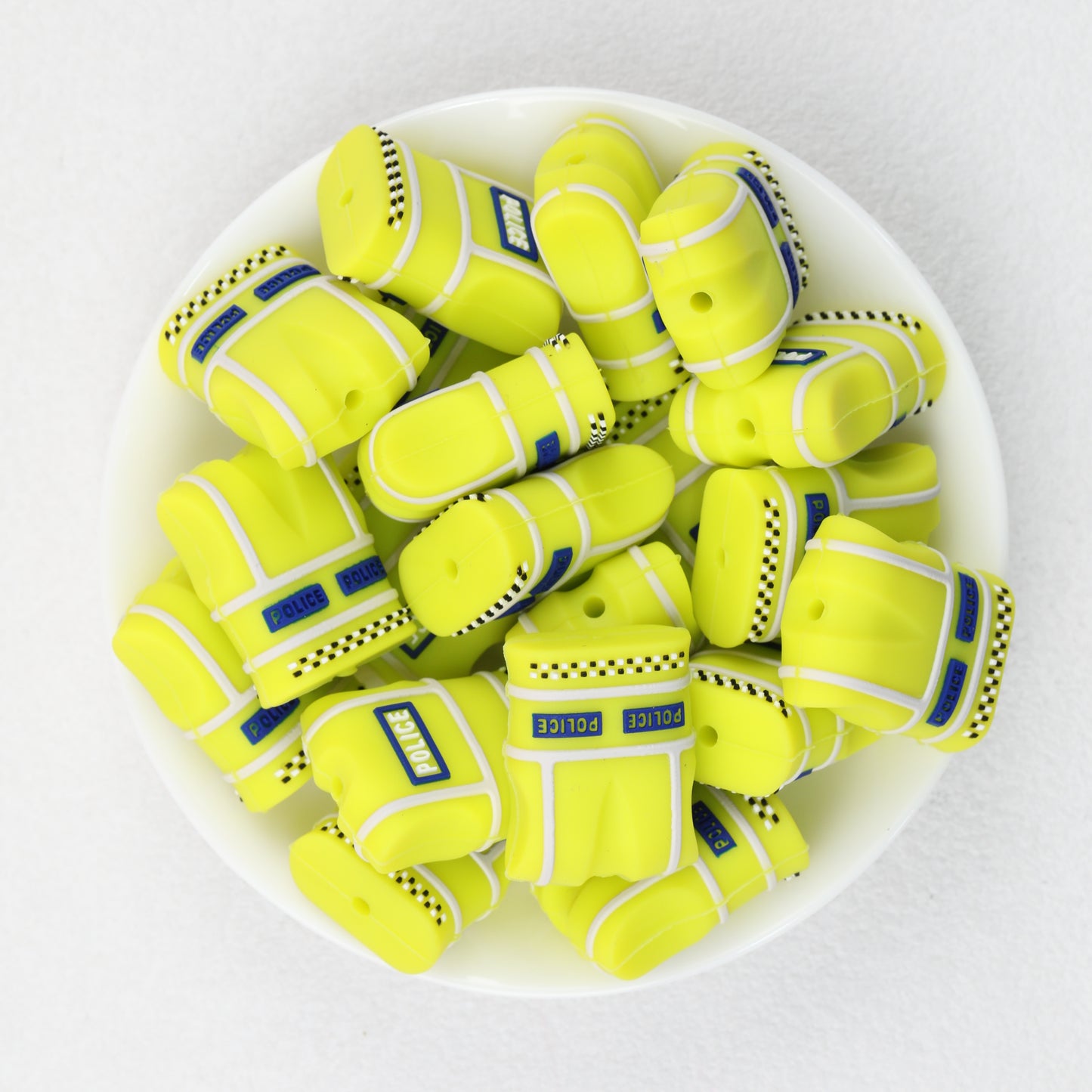 3D Safety Yellow Police Vest Silicone Focal Beads Reflective 20pcs