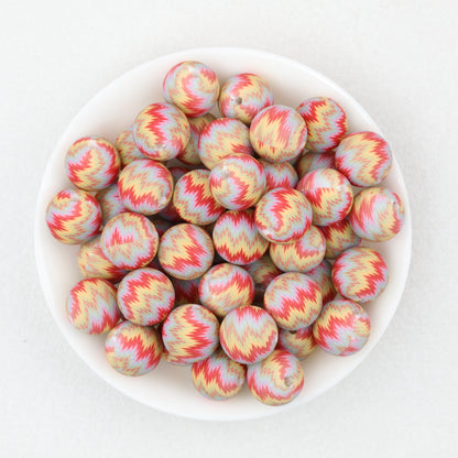 15mm Printed Pattern Round Silicone Beads 50pcs 7
