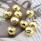 Christmas Printed Round Acrylic Beads 16mm Gold Pumpkin Design 7