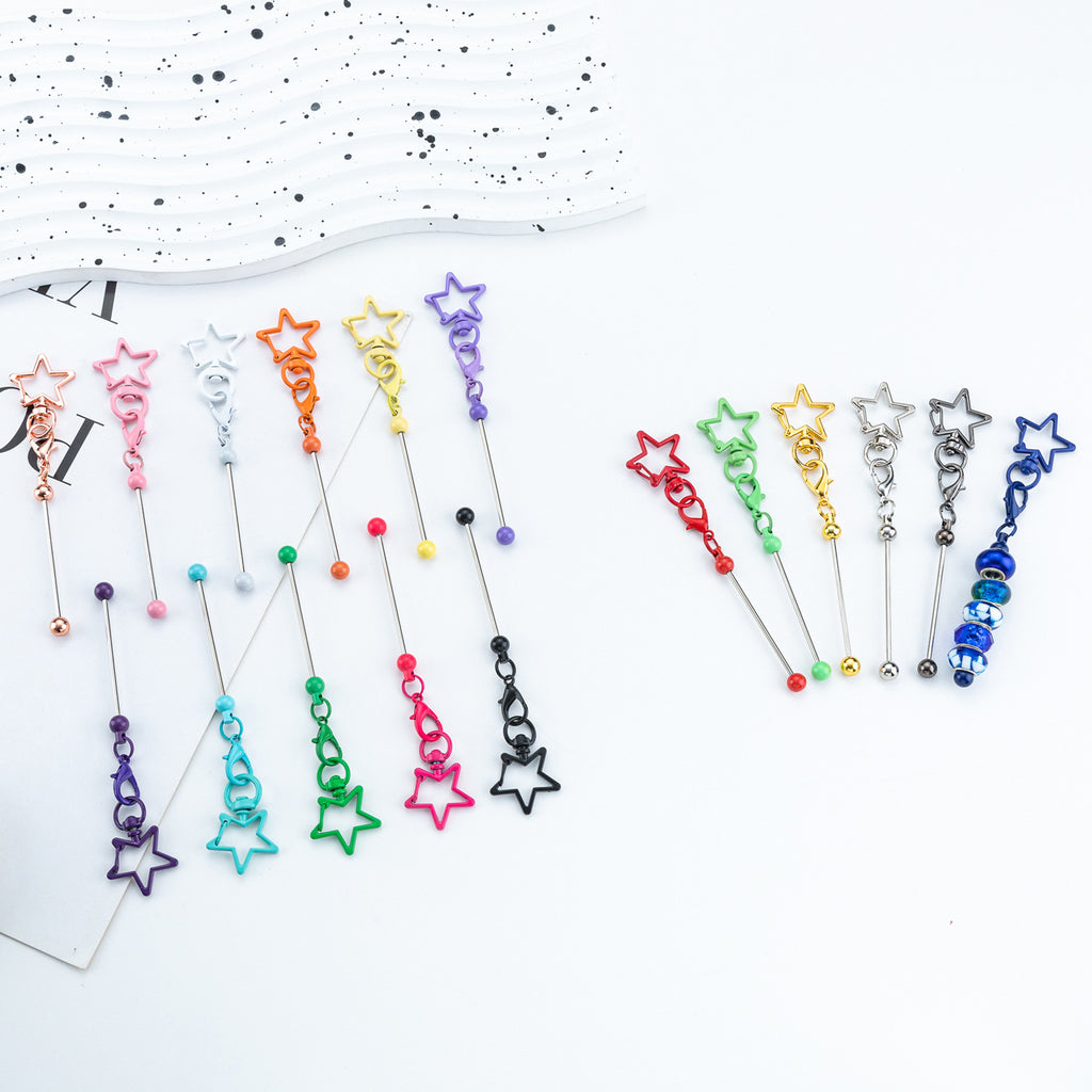 Beadable Metal Keychains Star-shaped