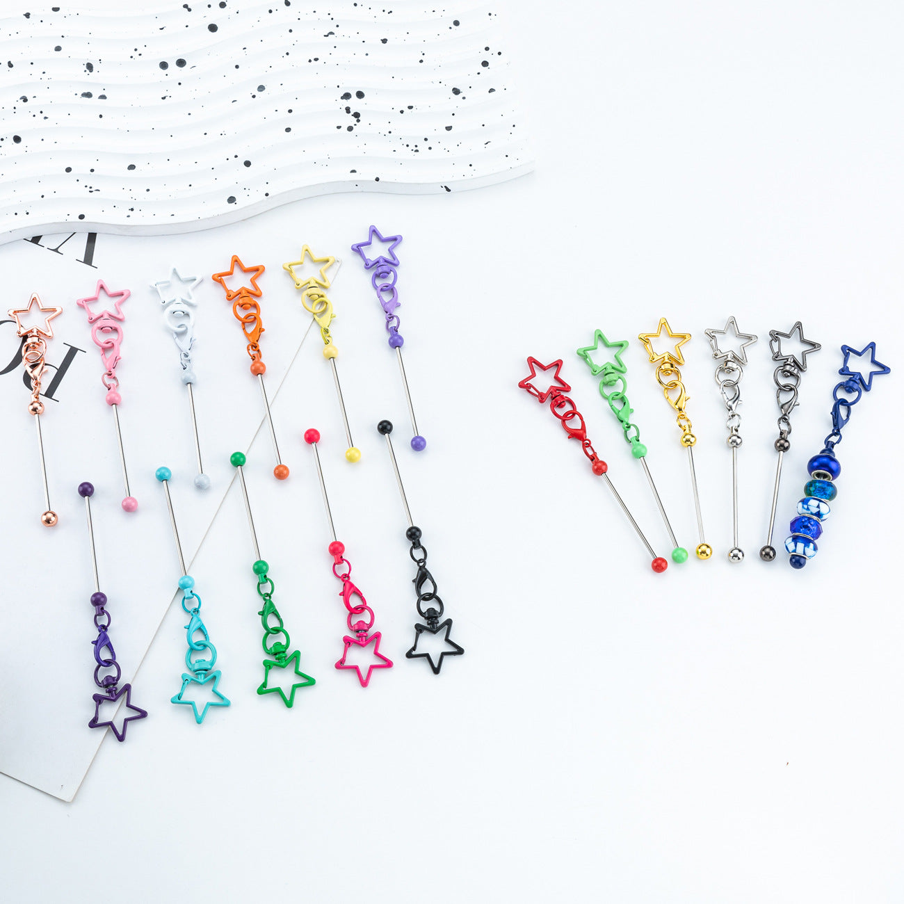 Beadable Metal Keychains Star-shaped