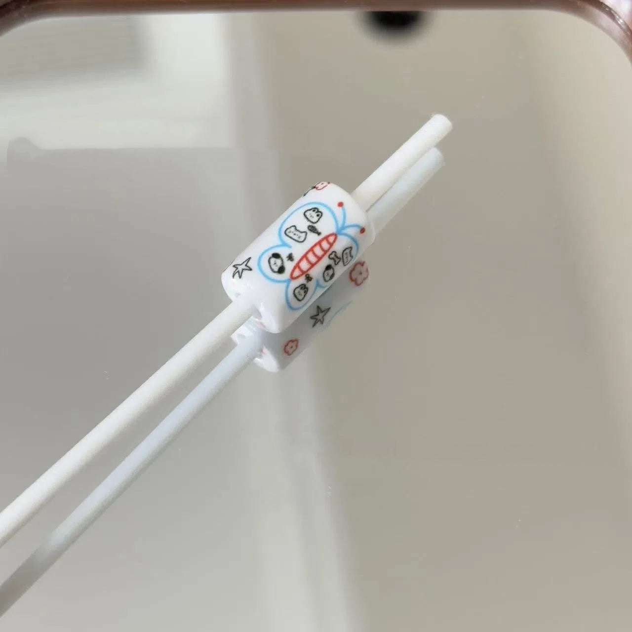 Painted Umbrella Butterfly Pattern Acrylic Tube Beads 20mm 10pcs 6