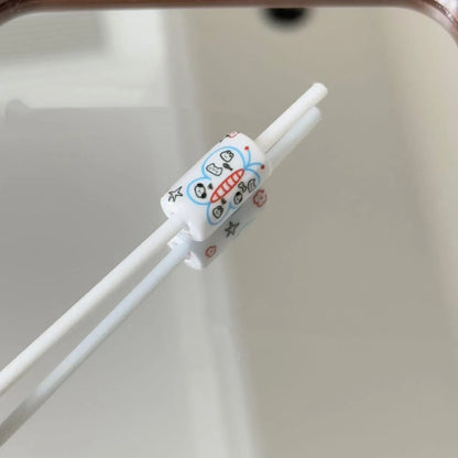 Painted Umbrella Butterfly Pattern Acrylic Tube Beads 20mm 10pcs 6