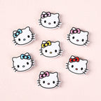 Silicone Focal Beads KT Cat Head With Pink and Red Bow 20pcs