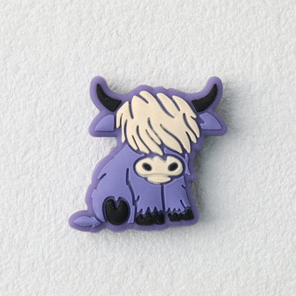 Highland Cow Silicone Focal Beads Colorful 20pcs - Purple