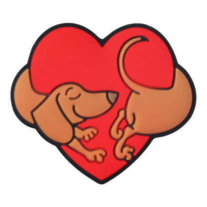 Silicone Focal Beads Valentine Sausage Dog I Love Dachshunds Heart 20pcs 15