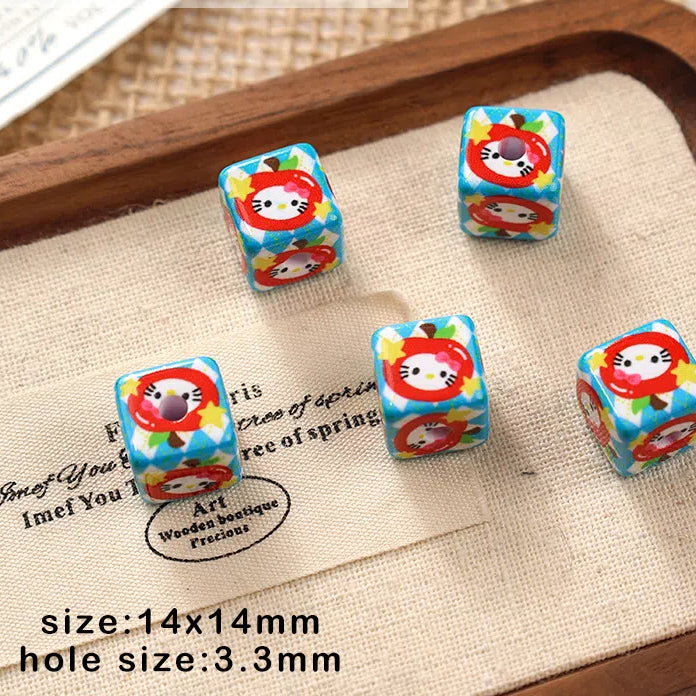 Hello Kitty Acrylic Square Beads 14mm Printed Glossy 10pcs 4