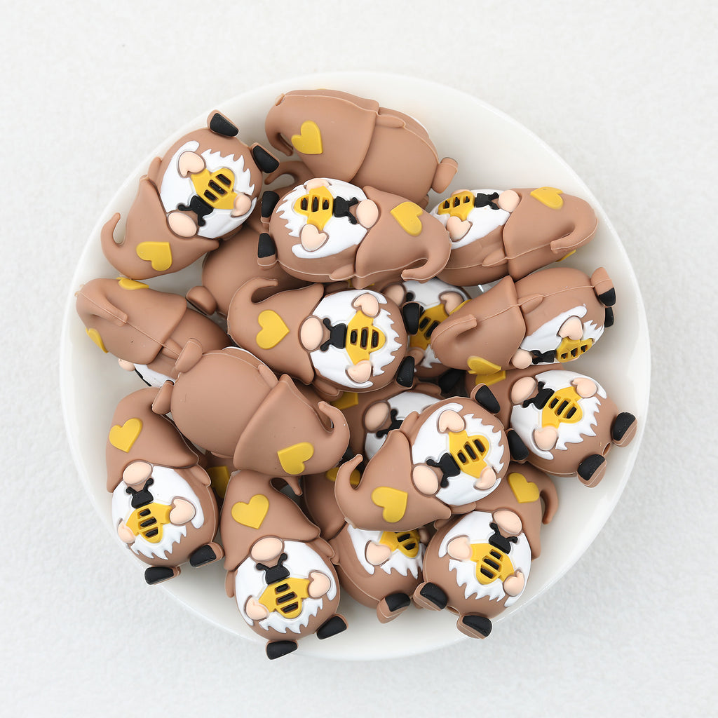 3D Thanksgiving Yellow Love Bee Dwarf Silicone Focal Beads 20Pcs  2