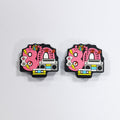 Silicone Focal Beads 80s Theme Pink Magnetic Tape Radio 20pcs