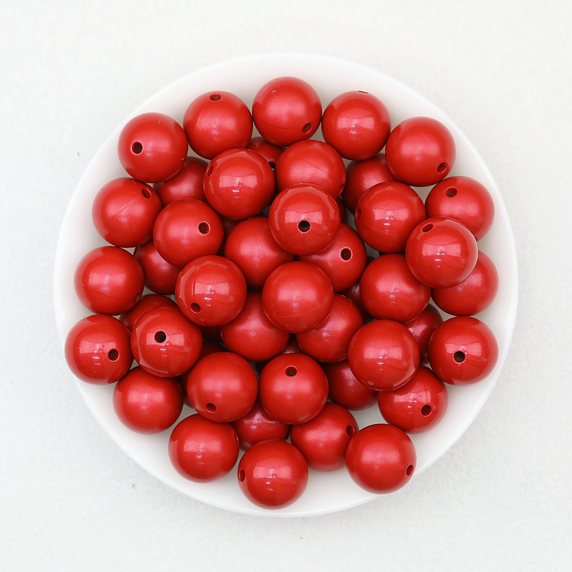 15mm Metallic Silicone Round Beads 50pcs - Agate Red