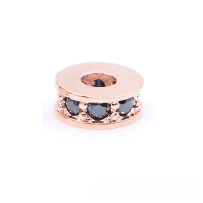 Copper Round Spacer Beads 8mm Inlaid Zircon 10pcs 5