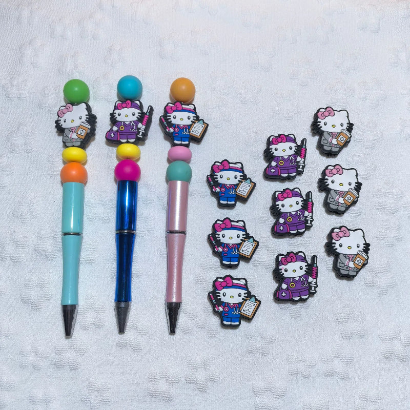 Silicone Focal Beads Medical Staff Kitty Smiling Face 20pcs 2