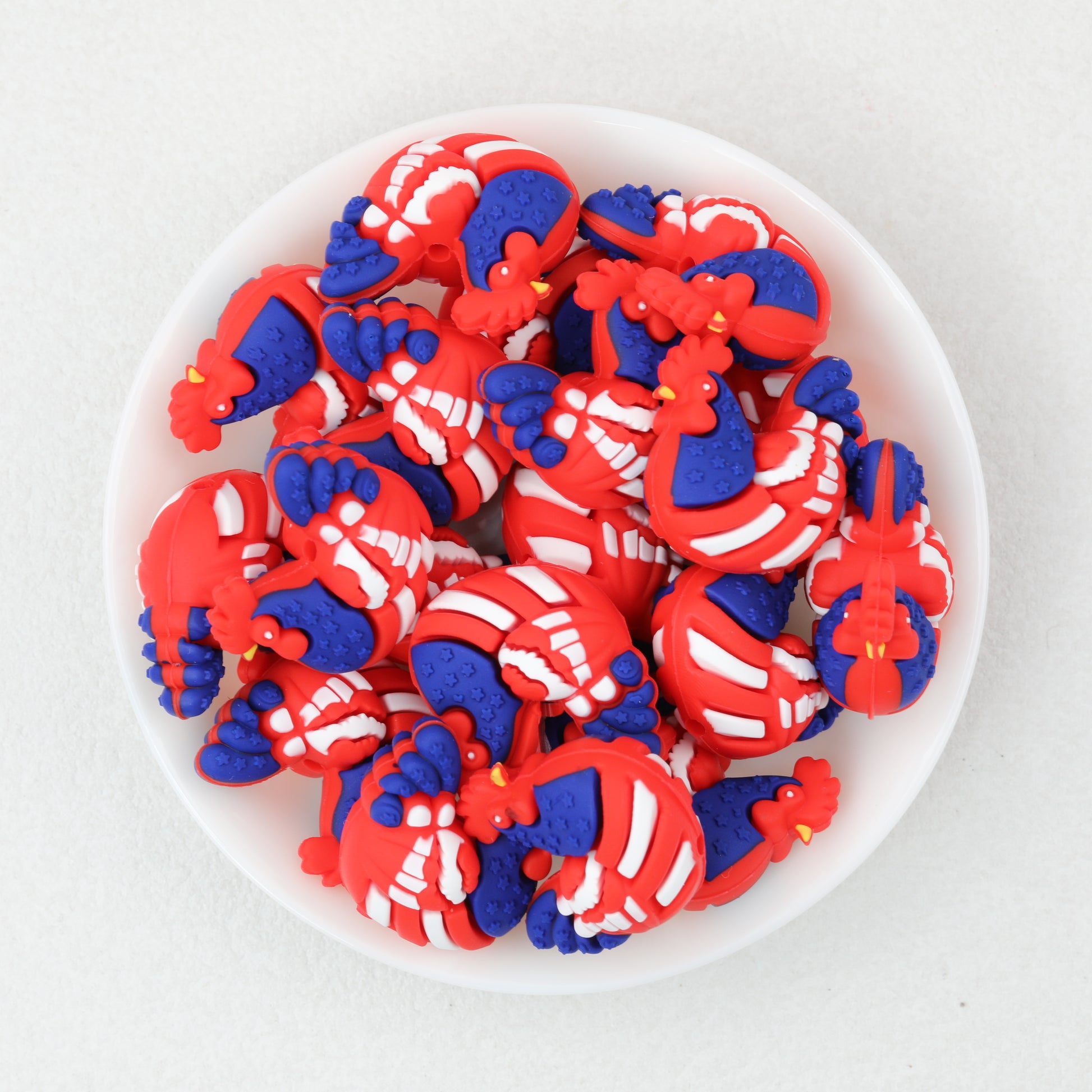 3D USA Independence Day Patriotic Rooster Silicone Focal Beads 20pcs