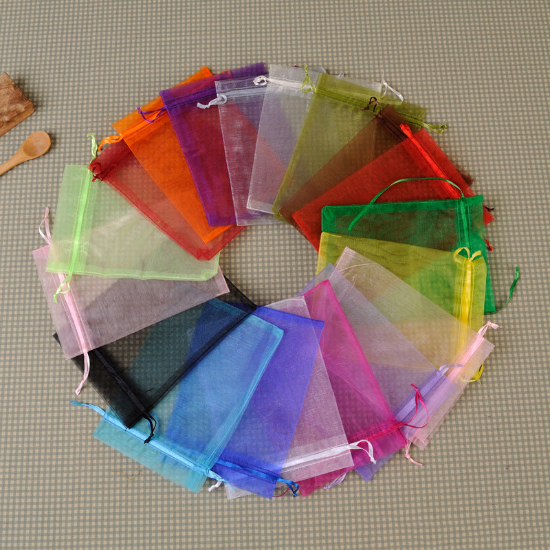 Organza Drawstring Bags Rectangular 30x40cm Solid Colors 100pcs 29