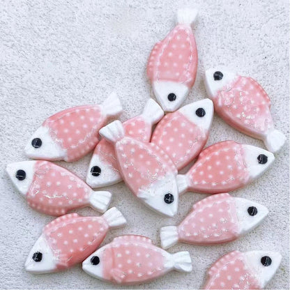 Hand Painted Fish Ceramic Beads 29mm Spotted Colorful 5pcs 12