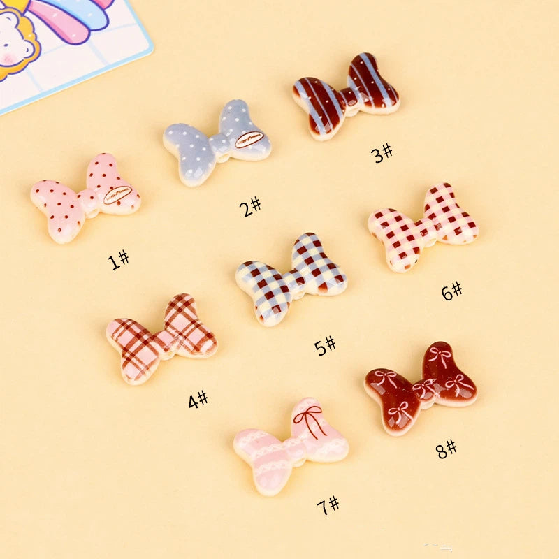 Double Sided Sweet Bow Acrylic Beads 29mm Printed Pastel 10pcs 5
