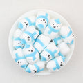 3D Winter Blue Scarf Polar Bear Silicone Focal Beads