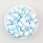 3D Winter Blue Scarf Polar Bear Silicone Focal Beads