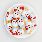 Cute 3D Chicken Silicone Focal Beads White Blue Yellow Red 20pcs