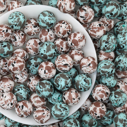 15mm Quail Egg Pattern Priented Silicone Round Beads 50pcs