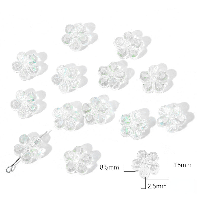 Transparent Flower Acrylic Beads 15x18mm Iridescent Pastel 40pcs 6