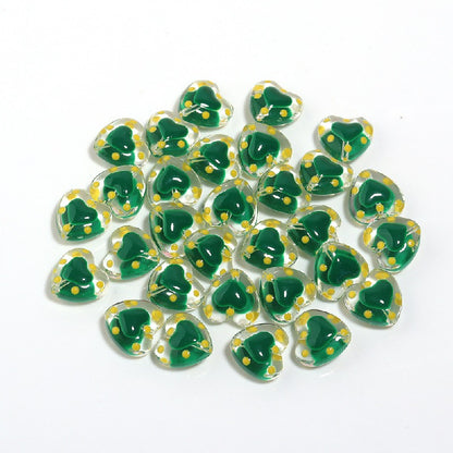 Dot Heart Acrylic Beads 12mm Colorful Centers 5pcs 8