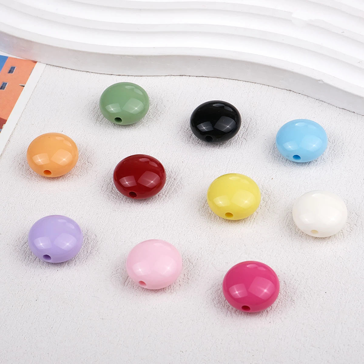 17mm Flat Round Acrylic Beads Assorted Solid Colors 100pcs