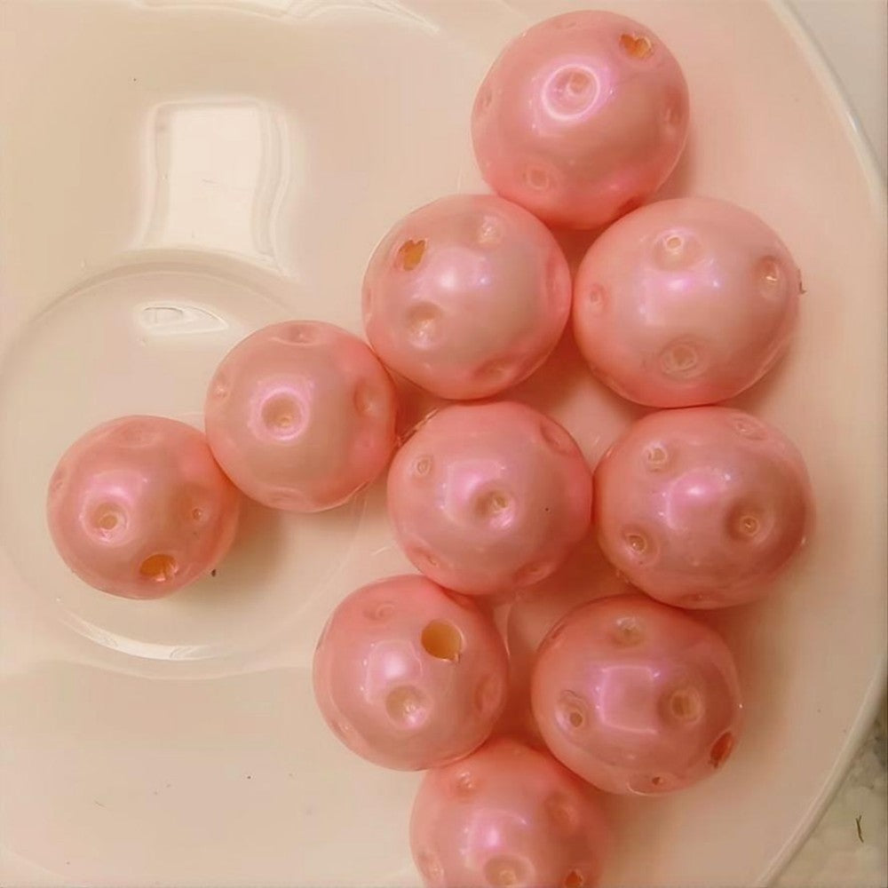 Pink 20mm Golf Ball Style Bubblegum Resin Beads 10pcs