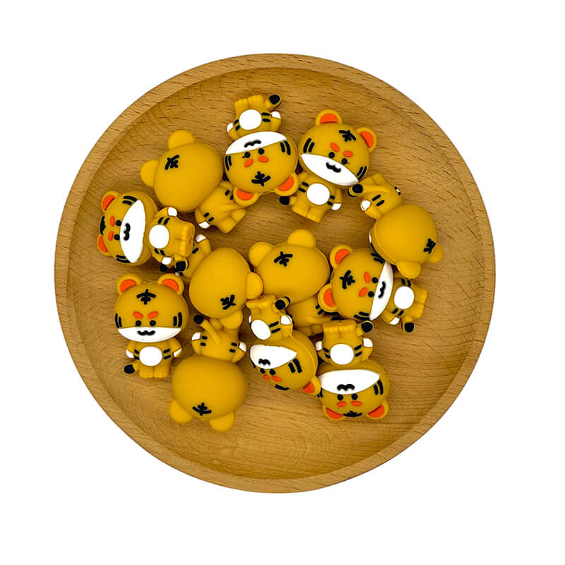 Silicone 3D Focal Beads Tiger Standing Pose 20pcs 2