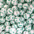 15mm Silicone Beads Blue Green Stack Of Books Print 50pcs