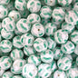 15mm Silicone Beads Blue Green Stack Of Books Print 50pcs