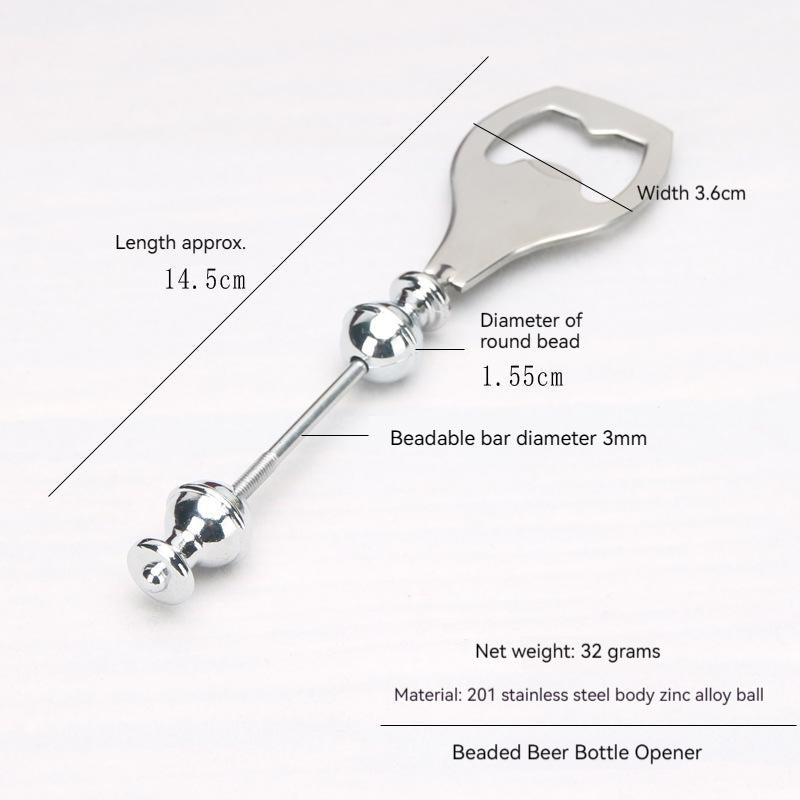 Beadable Bottle Opener Stainless Steel Silver Polished Finish 3