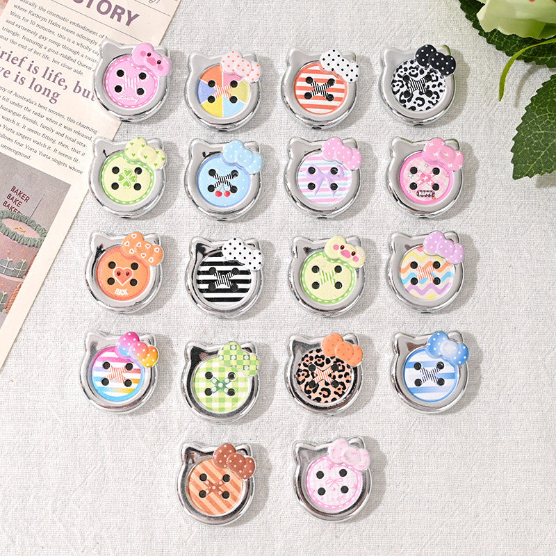 Cat Head Acrylic Beads Silver Border 23mm 10pcs 3