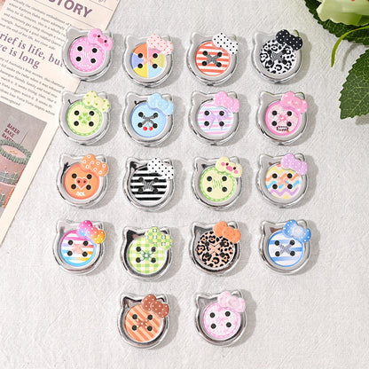 Cat Head Acrylic Beads Silver Border 23mm 10pcs 3