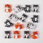 Silicone 3D Focal Beads Dark Cat Smiling Face Sitting Pose 20pcs 4