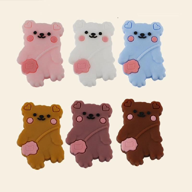 Silicone Focal Beads Backpack Bear Heart Ears Pastel Colors 20pcs