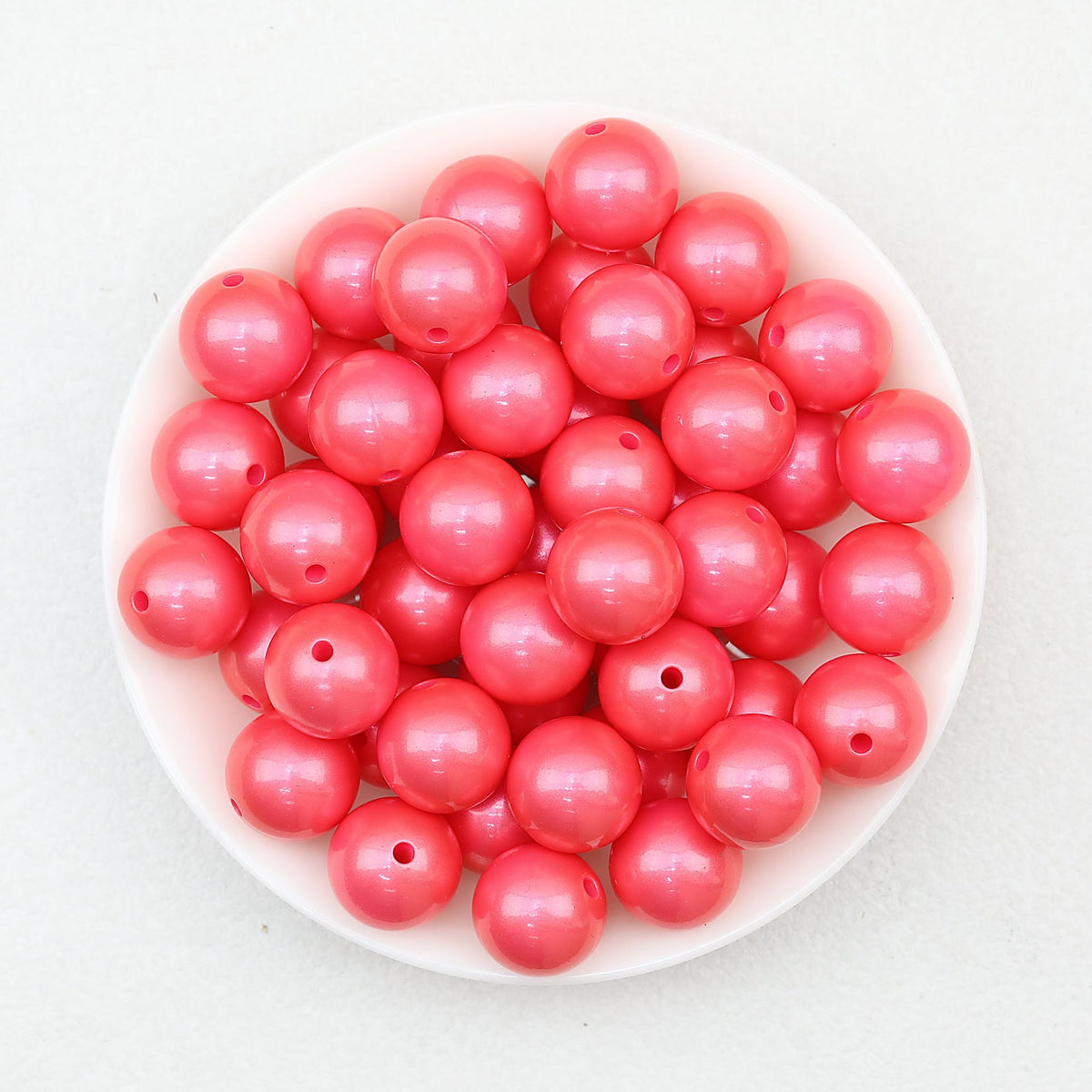 15mm Metallic Silicone Round Beads 50pcs - Rouge Red