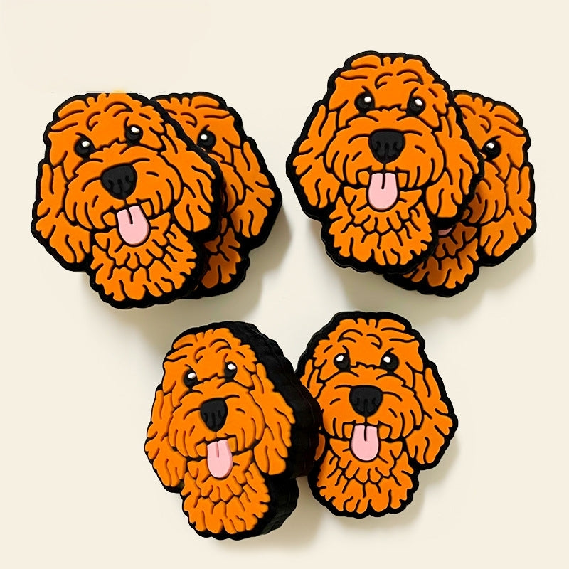 Silicone Focal Beads Teddy Dog Tongue Out Orange 20pcs