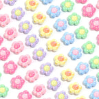 Cartoon Flower Acrylic Beads 16mm Glossy Pastel Colors 20pcs 3