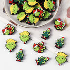 Silicone Focal Beads Christmas Grinch Face With Santa Hat 20pcs