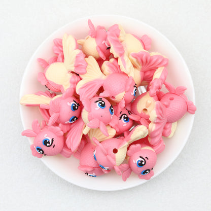 3D Colorful Goldfish Silicone Focal Beads 20pcs 4