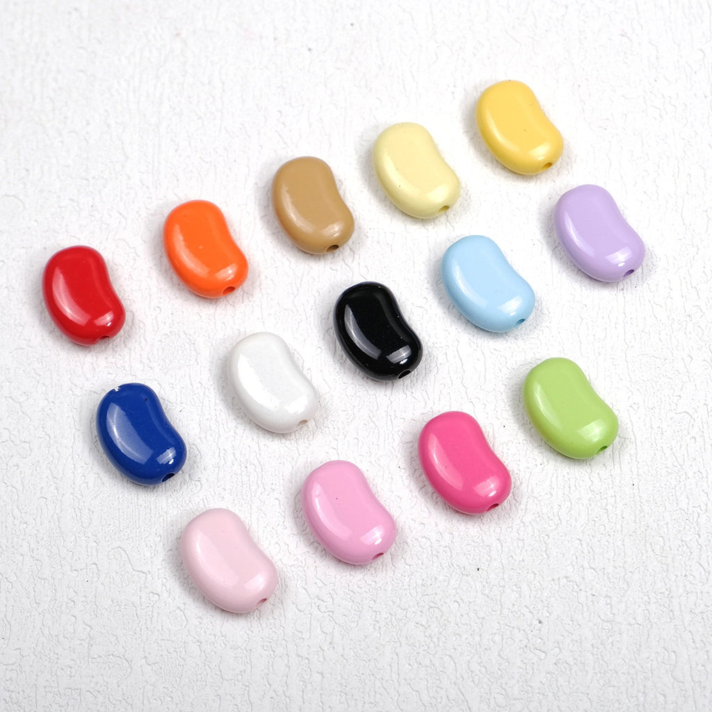 Painted Pea Acrylic Beads 15mm Glossy Jelly Bean Style 50pcs 2