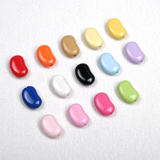 Painted Pea Acrylic Beads 15mm Glossy Jelly Bean Style 50pcs 2