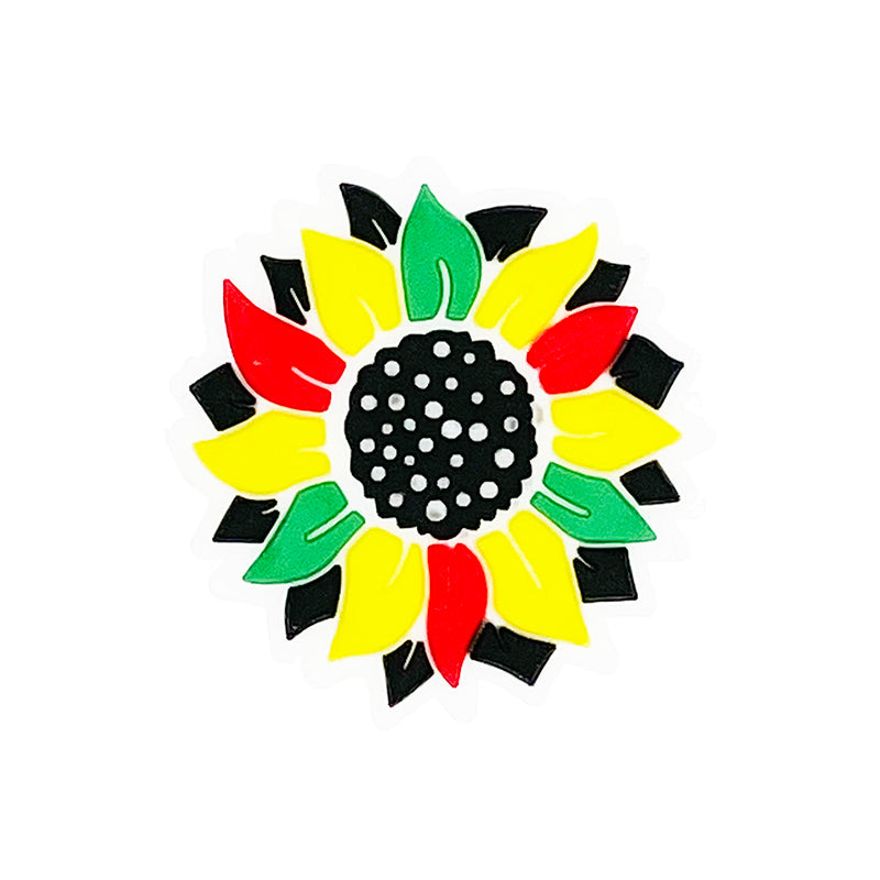 Silicone Focal Beads Sunflower Bright Petals Colorful Ring 20pcs