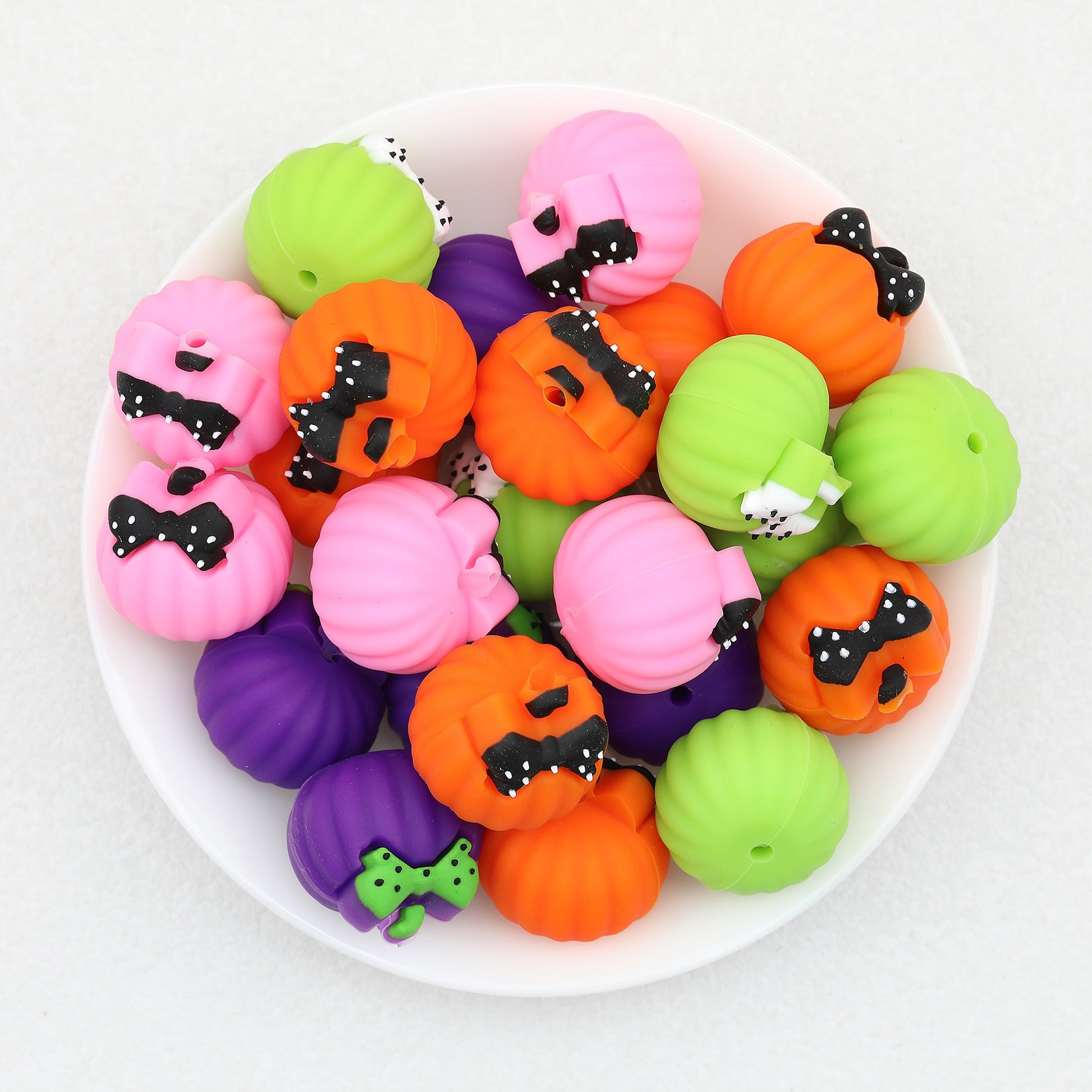 3D Halloween Bow Pumpkin Silicone Focal Beads 20 pcs 2