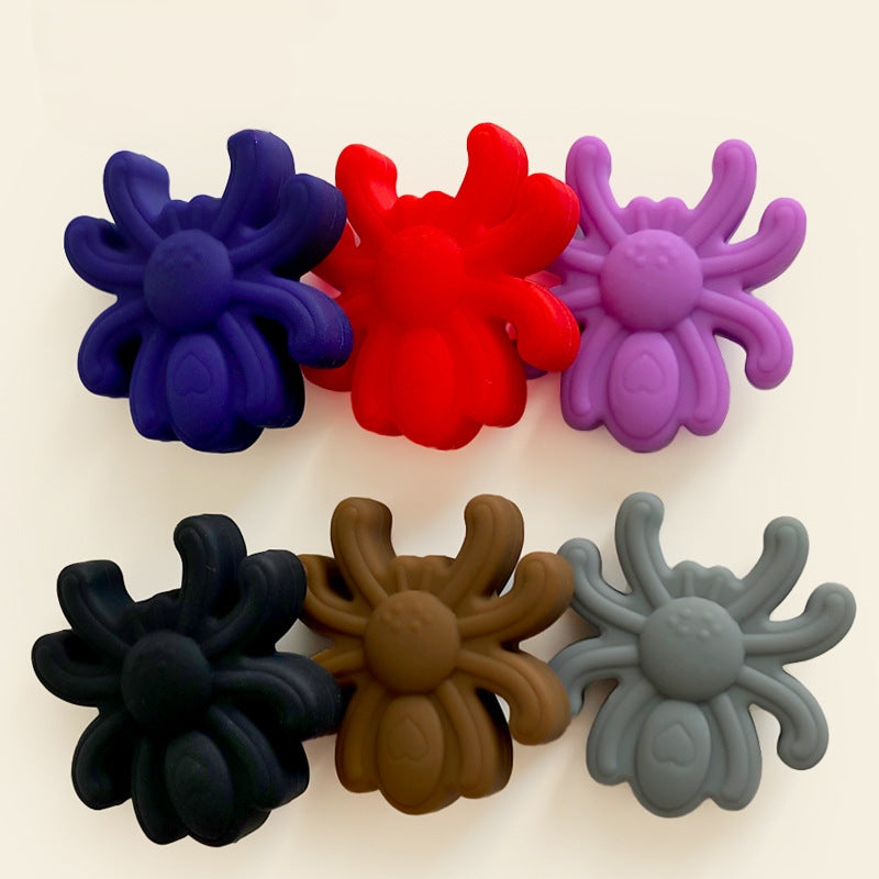Silicone Focal Beads Spider Solid Color Smooth Texture 20pcs