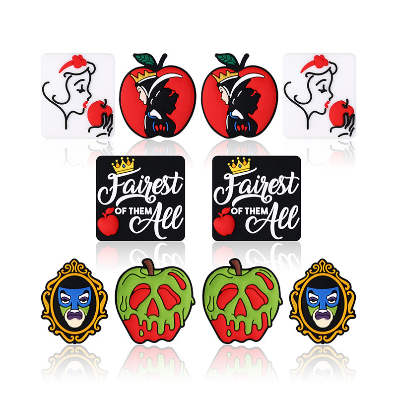 Silicone Focal Beads Snow White Poisoned Apple Icon and Text 20pcs 10