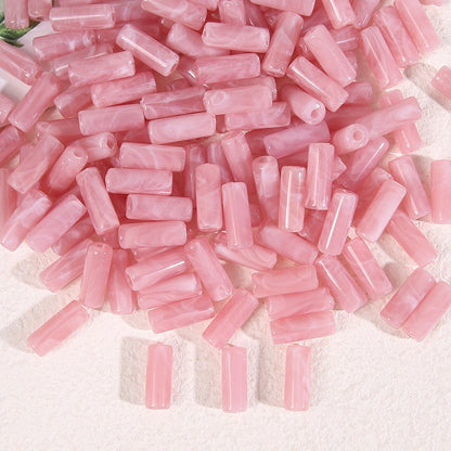 Dual-Color Tube Acrylic Beads 18x7mm Glossy Swirls 200pcs 14